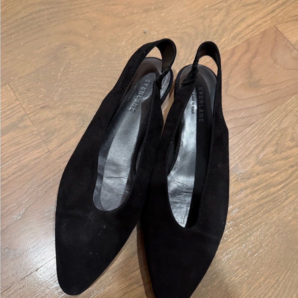 Everlane Black Suede Slingback Flats